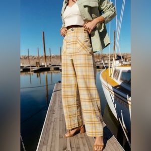 Bohme | Plaid Button Straight Leg Trousers
